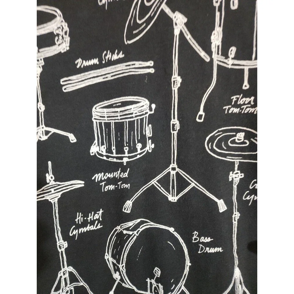 Banana Republic Drum Set Graphic BLACK Tee Tshirt - Men's Size XL